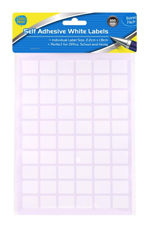 Self Adhesive All White Series Labels 2.2CM x 1.8CM-600PK