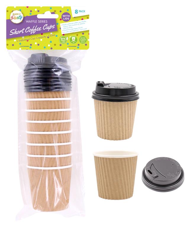 Waffle Series Paper Short Coffee Cups 120ML-8PK
