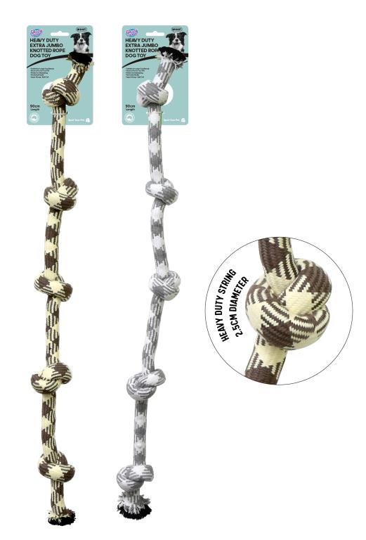 Extra Jumbo Knotted Rope Dog Toy - 2.5CM Diameter x 90CM Long (P)