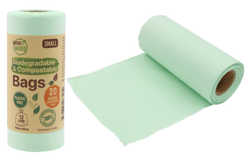Small ECO Friendly Plant Based Compostable Bags 12LTR (45CM x 44CM) - 20PK