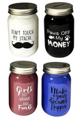 Novelty Glass Money Jar W/ 4 Assorted Sayings