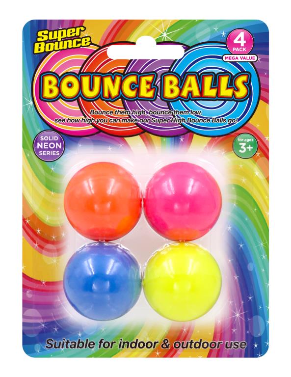 4PK Novelty High Bouncing Balls-Solid Colour Series