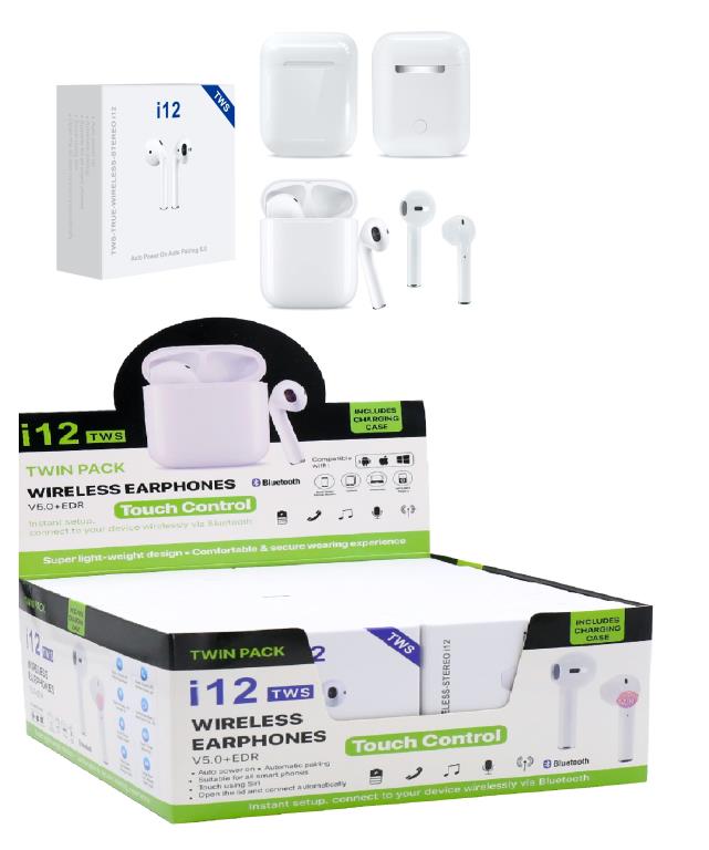 i12 Series TWS Bluetooth Earphones W/Charge Box  (D)