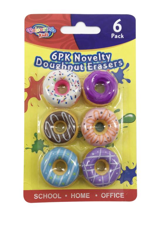 6PK Novelty Erasers - Doughnut Series (D)