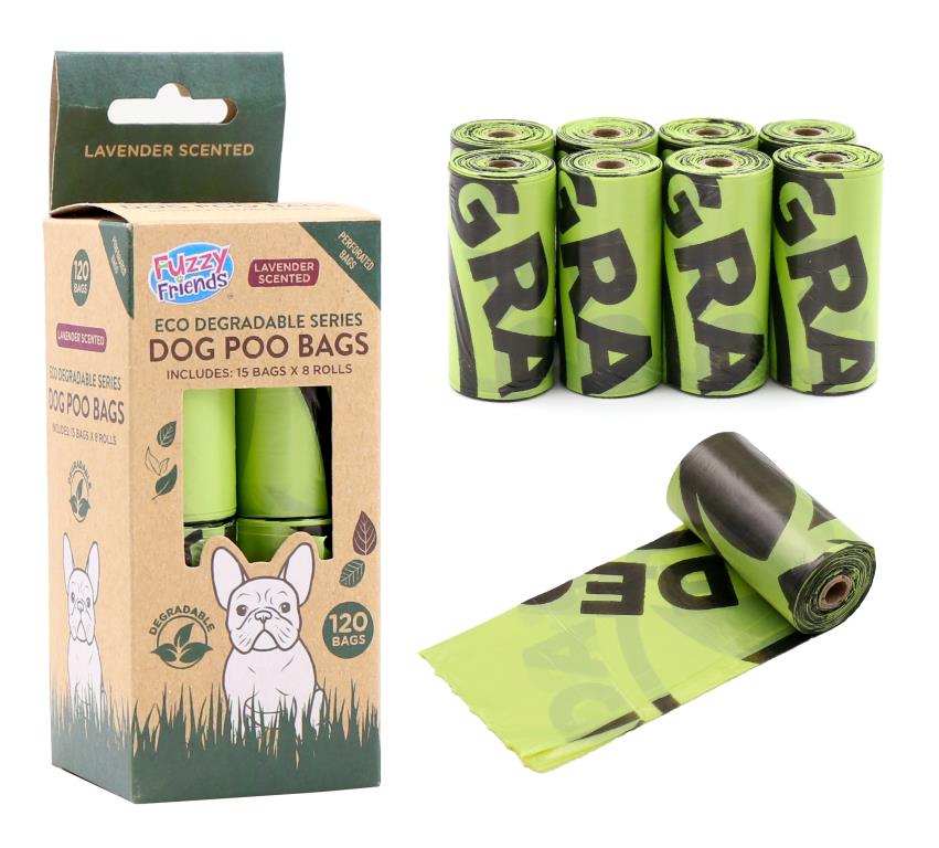 120PK Degradable Series Scented Poo Bag Refill Pack(15PCE x 8 Rolls)