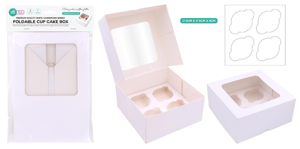 White Window Series Cup Cake Box - 4 Cup Cake Sections