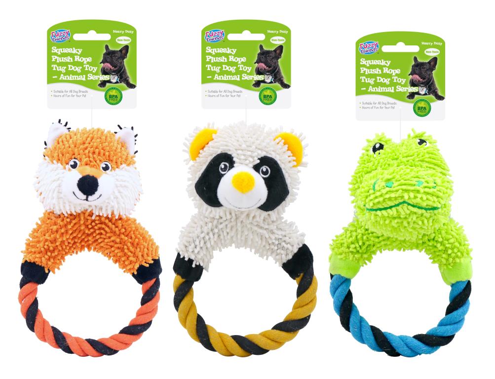 Squeaky Plush Rope Tug Dog Toy-Animal Series