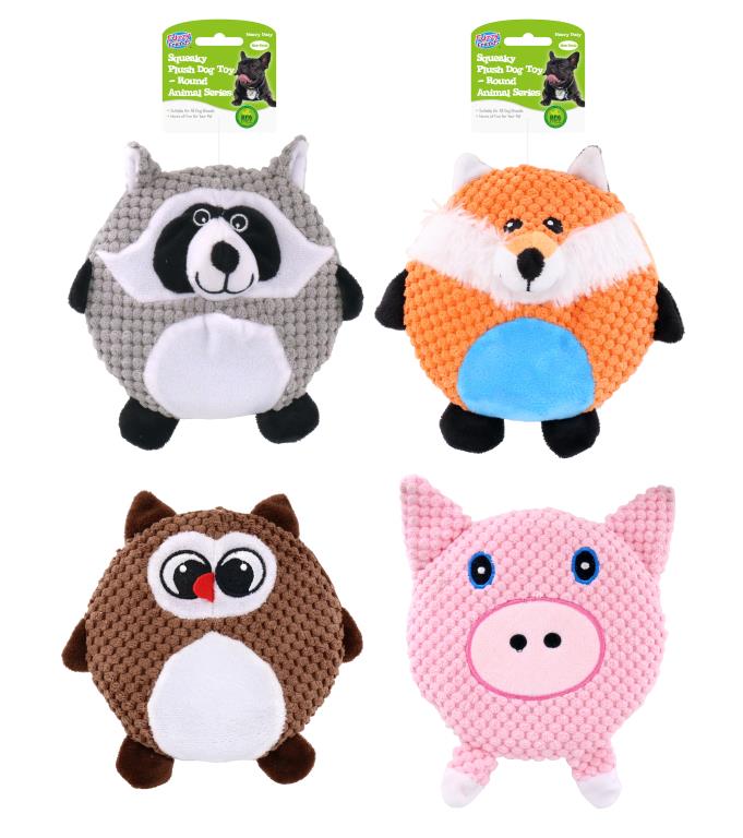 Squeaky Plush Round Animal Series Dog Toy