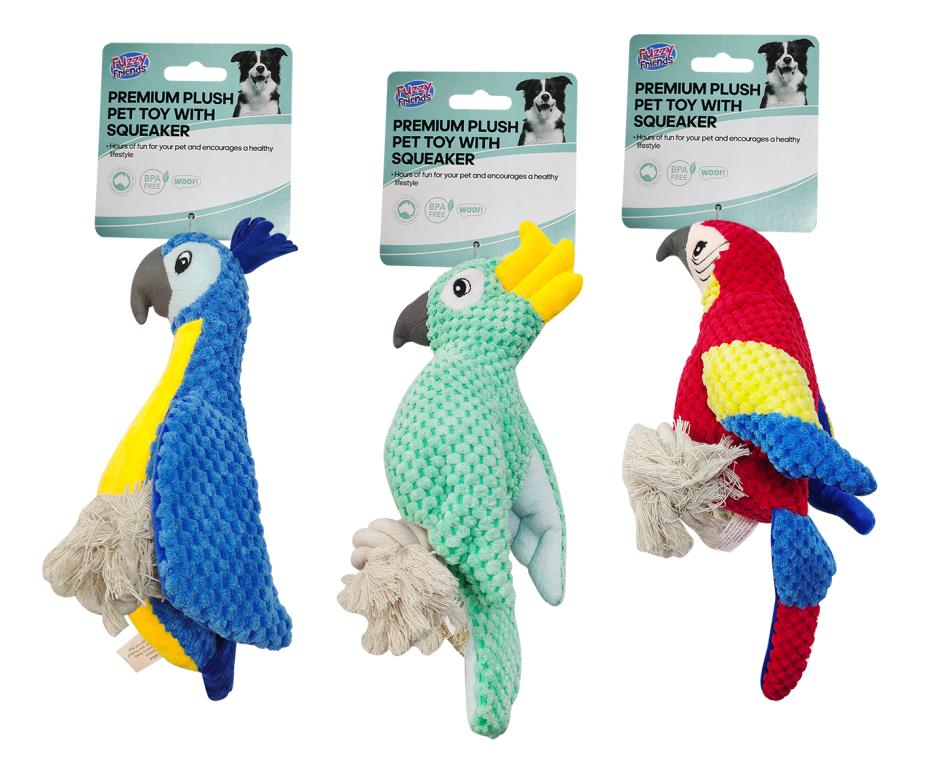 Squeaky Plush Parrot Dog Toy