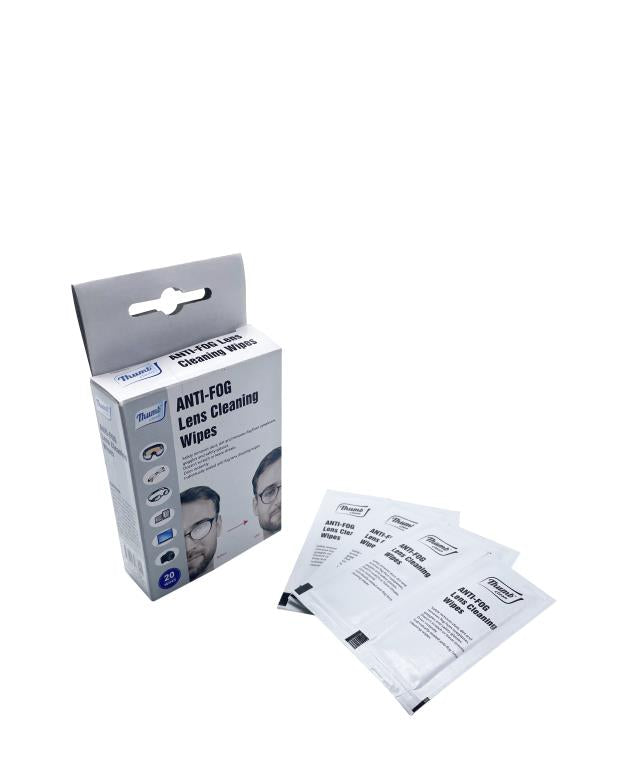 Anti fog lens wipes 14x14cm individually wrapped, for spectacles and safety goggles cleaning