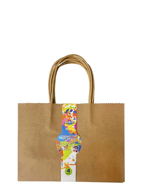 4PK Craft DIY Gift Bags - 25CM x 18CM x 10CM