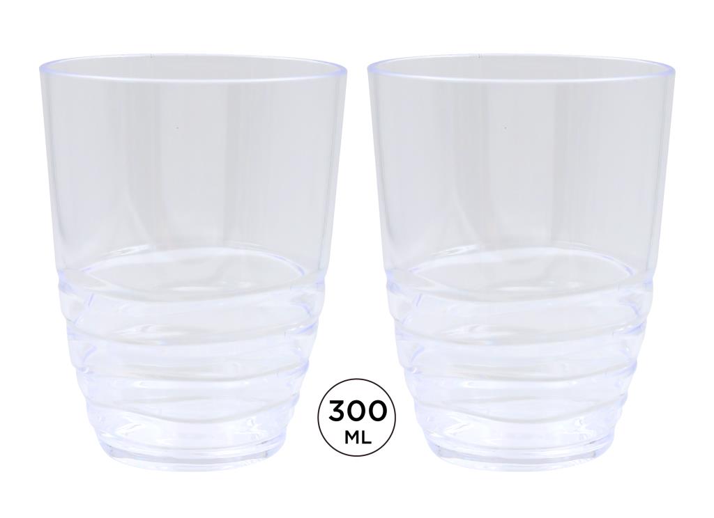 Clear reusable plastic tumbler with wave-textured finish, 300ml, for bars, events and outdoor drinks