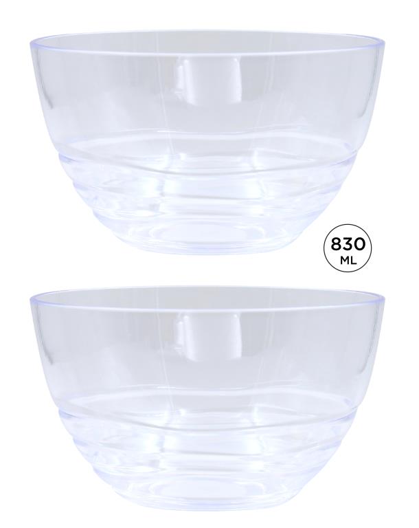 Clear wave-textured plastic serving bowl, 830ml, shatter-resistant for snacks, dips and sides