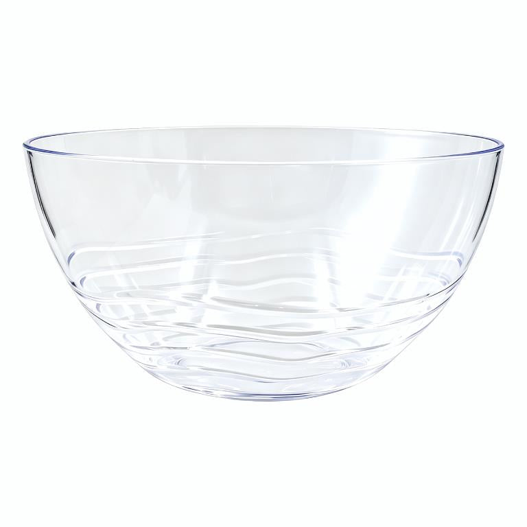 Large clear wave-textured plastic bowl, 4 litre, for salads, punch and party serving