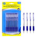 8PK Retractable Ball Point Pens-Blue Ink Series