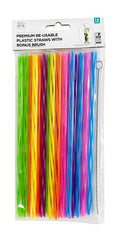 18PK Re-Usable Drinking Straws W/ Cleaner