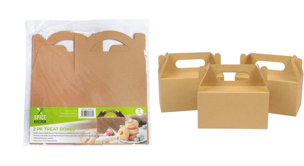 2PK Jumbo Treat Boxes (Brown Series) - 20CM x 12CM x 17.5CM (D)