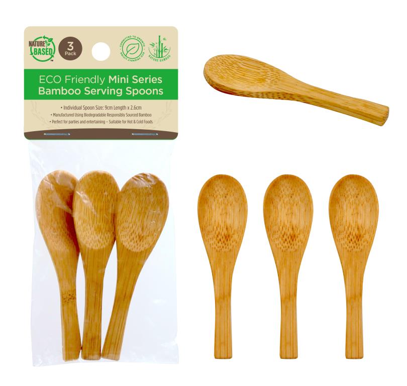 3PK Mini ECO Bamboo Serving Spoons