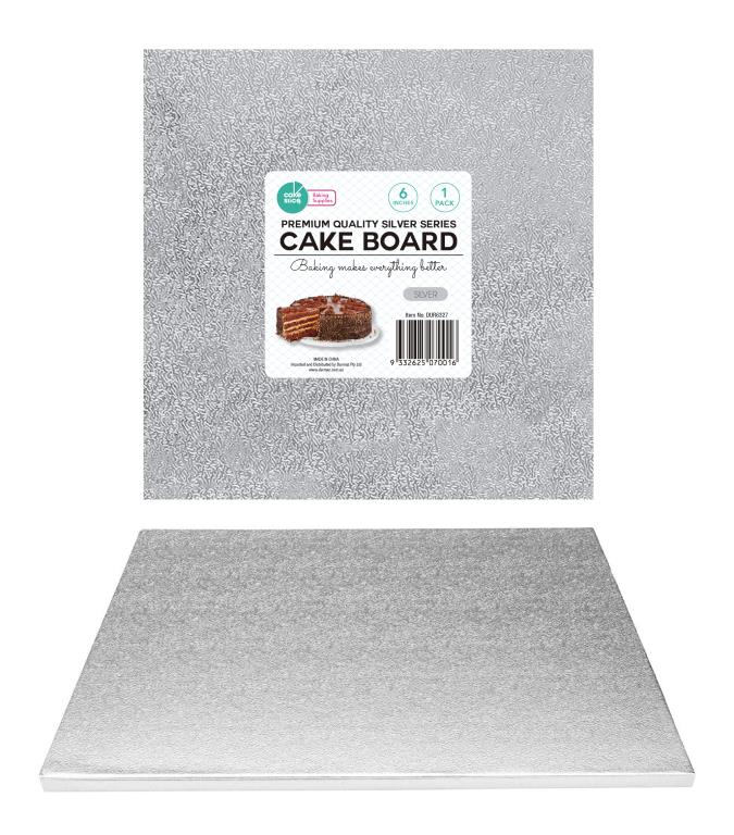Premium Heavy Duty Professional Cake Boards (Square) 6"-Silver Series