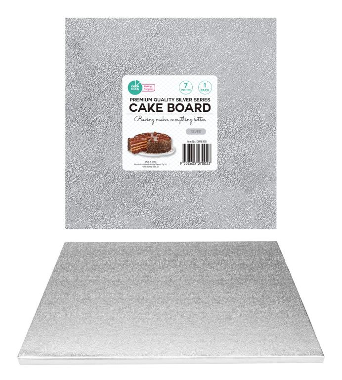 Premium Heavy Duty Professional Cake Boards (Square) 7"-Silver Series