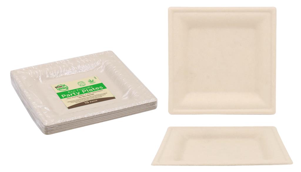 ECO Biodegradable Square Plate 16CM x 16CM (6")-15PK (D)