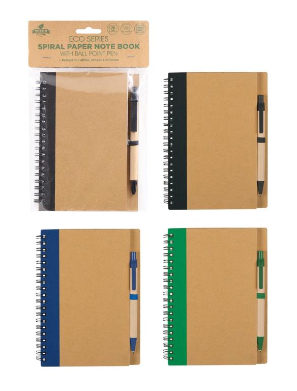 ECO Series Spiral Paper Note Book W/Pen