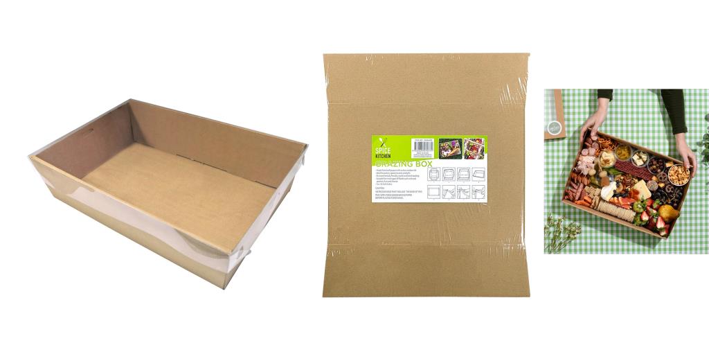 Grazing Box with Clear Plastic Lid - Brown Series 36CM x 25.8CM x 8CM