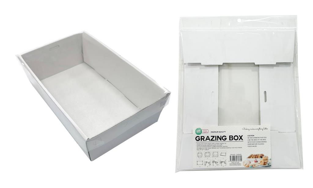 Grazing Box with Clear Plastic Lid - White Series - 27.3CM x 17.4CM x 8CM