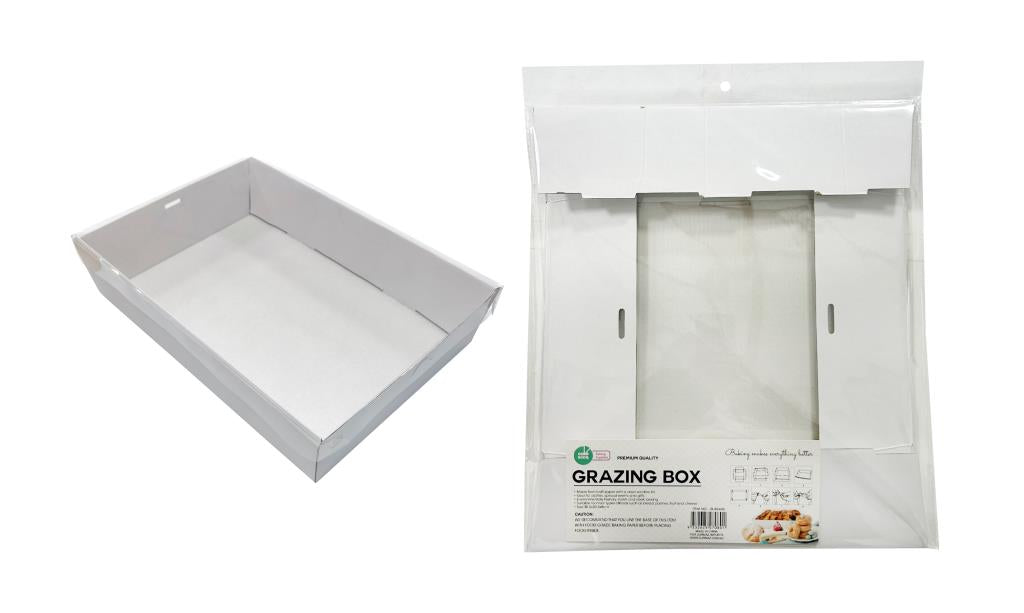 Grazing Box with Clear Plastic Lid - White Series -30.5CM x 20.5CM x 8CM