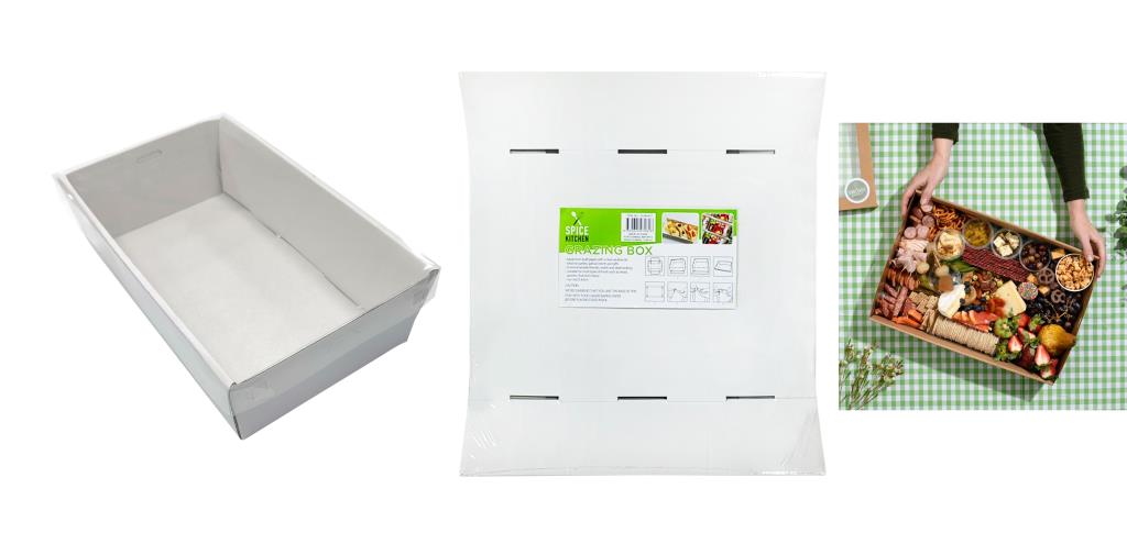 Grazing Box with Clear Plastic Lid - White Series-36CM x 25.8CM x 8CM
