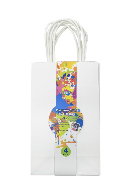 4PK DIY Craft Gift Bags White Series - 16.4CM x 10.5CM x 5CM