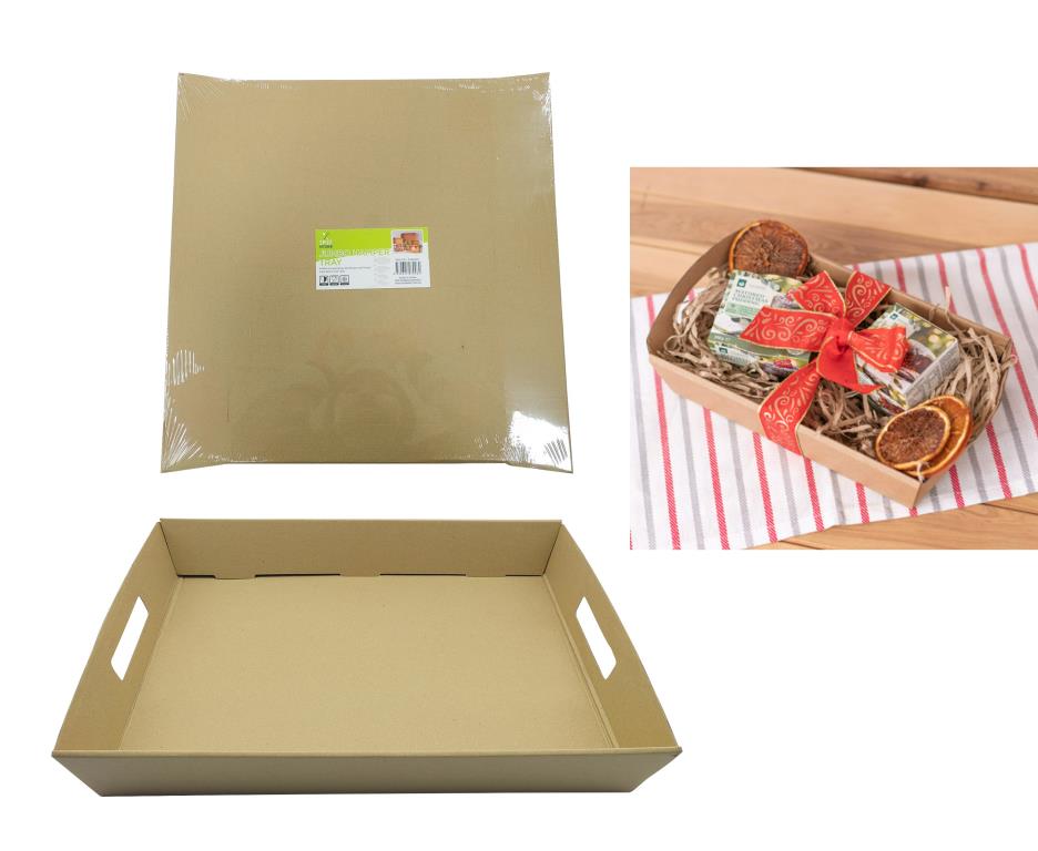 Jumbo Brown Kraft Hamper Tray with Handles - 45CM x 31CM x 8CM