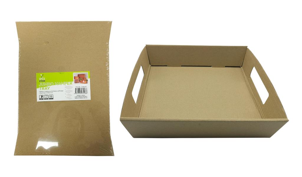 Medium Brown Kraft Hamper Tray with Handles - 22.5CM x 22.5CM x 6CM