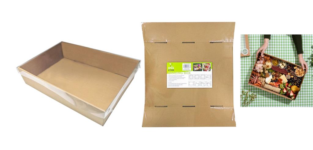 Grazing Box with Clear Plastic Lid - Brown Series 58CM x 28CM x 8CM