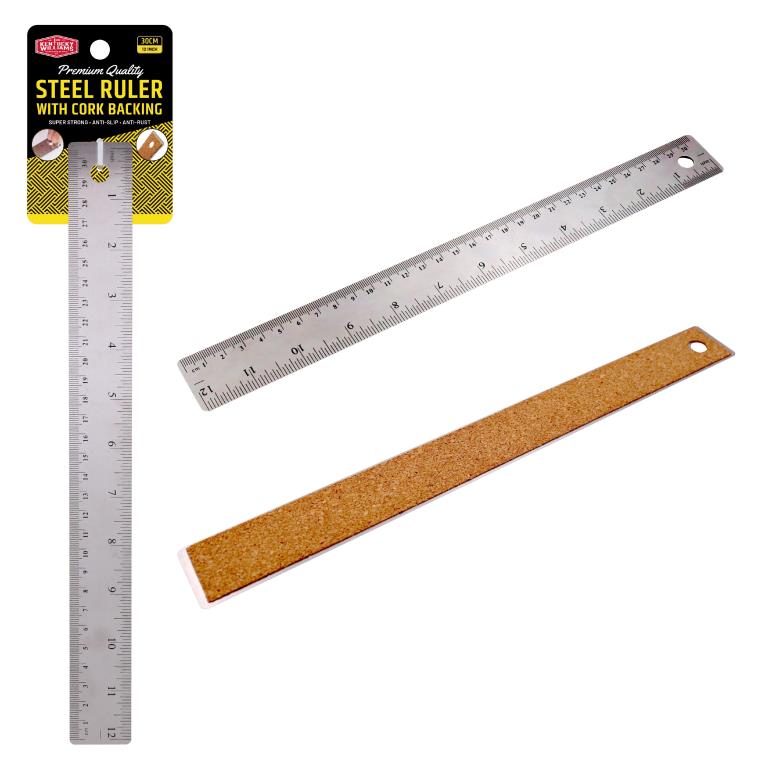 31CM Steel Ruler With Cork Backing (D)