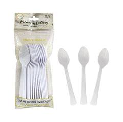 15PK Premium Re-Usable Plastic Party Spoons