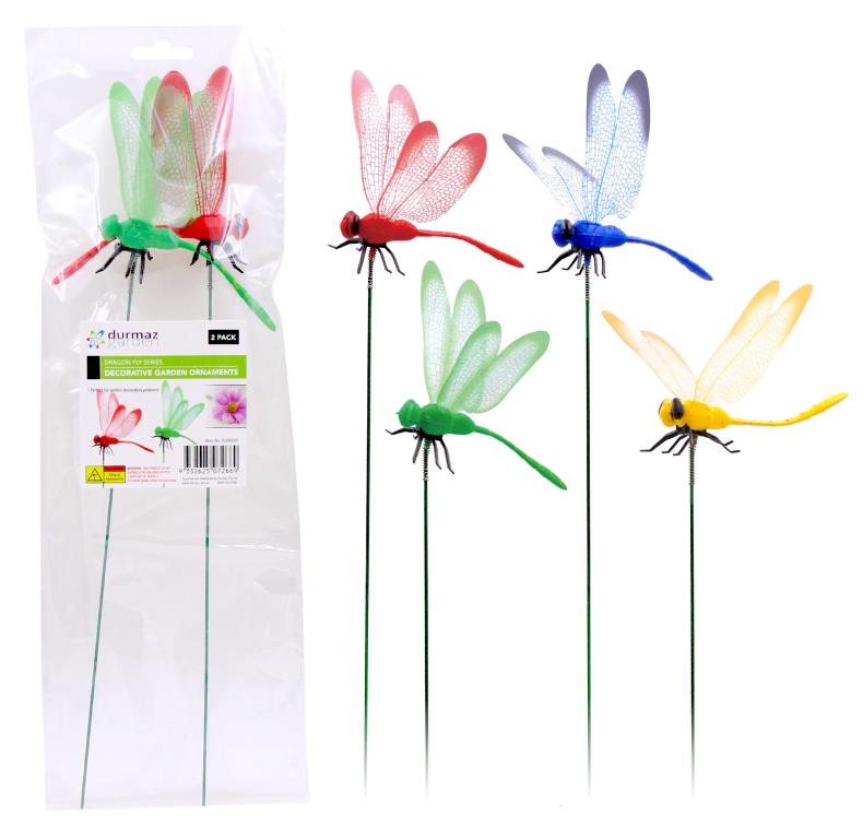 2PK Decorative Garden Ornaments - Dragon Fly on Stick