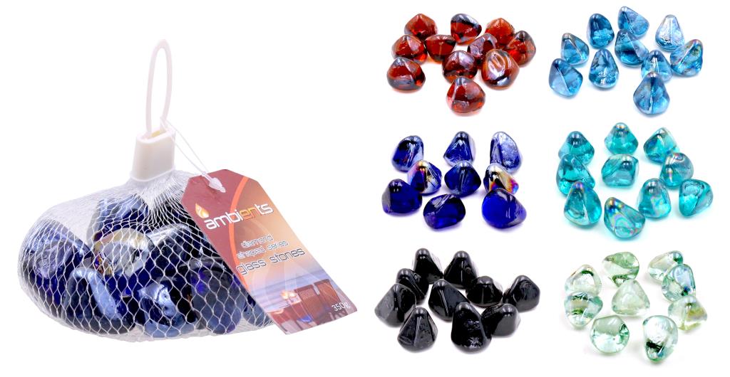 Diamond Shaped Series Glass Stones(Assorted Colours)-350G