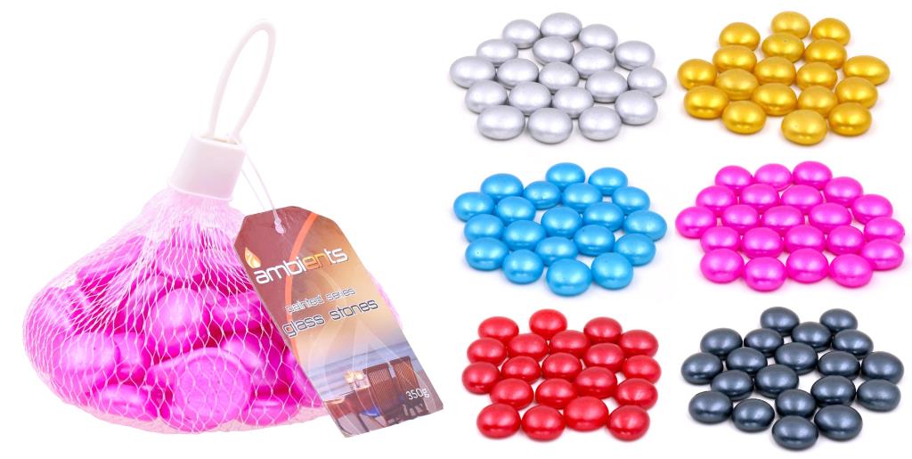 Painted Series Glass Stones(Assorted Colours)-350G