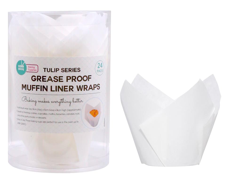 24PK Tulip Series Grease Proof Muffin Liner Wraps