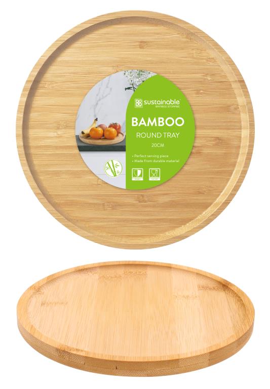 Bamboo Round Serving Tray - 20CM x 1.5CM (D)
