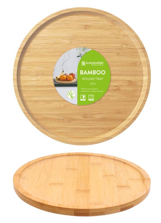 Bamboo Round Serving Tray - 24CM x 1.5CM (D)