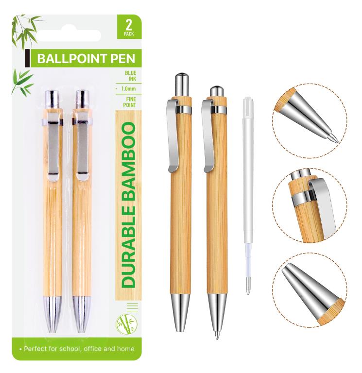 2PK ECO Bamboo Ball Point Pens (D)