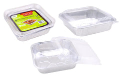 Foil Trays W/Clear PVC Lids (4PK) 204MM X 204MM X 45MM