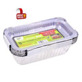 Foil Trays Rectangular Series W/Clear PVC Lids (10PK) 200MM X 110MM X 50MM