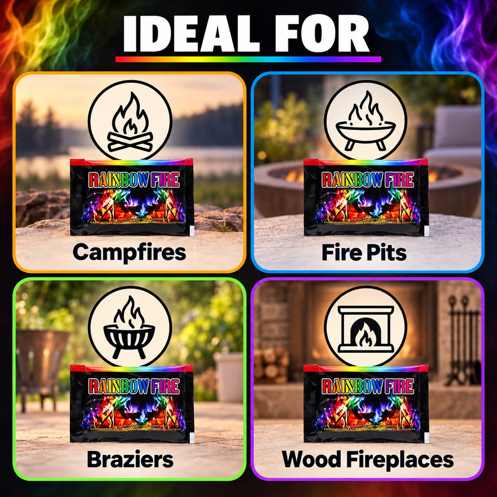 Fire colour changer for campfires, fire pits, braziers and wood fireplaces
