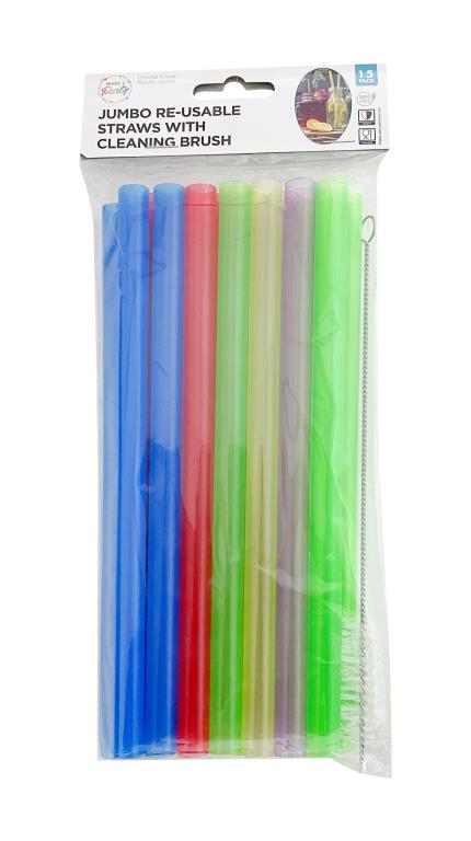 15PK Re-Usable Jumbo Straws