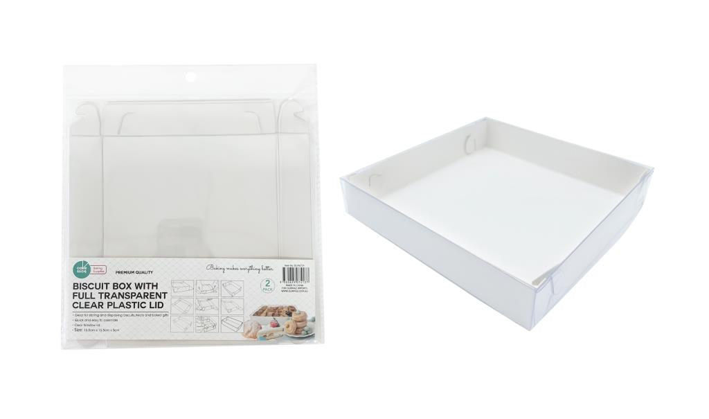 2PK Biscuit Box with Window Lid - 15.5CM x 15.5CM x 3CM