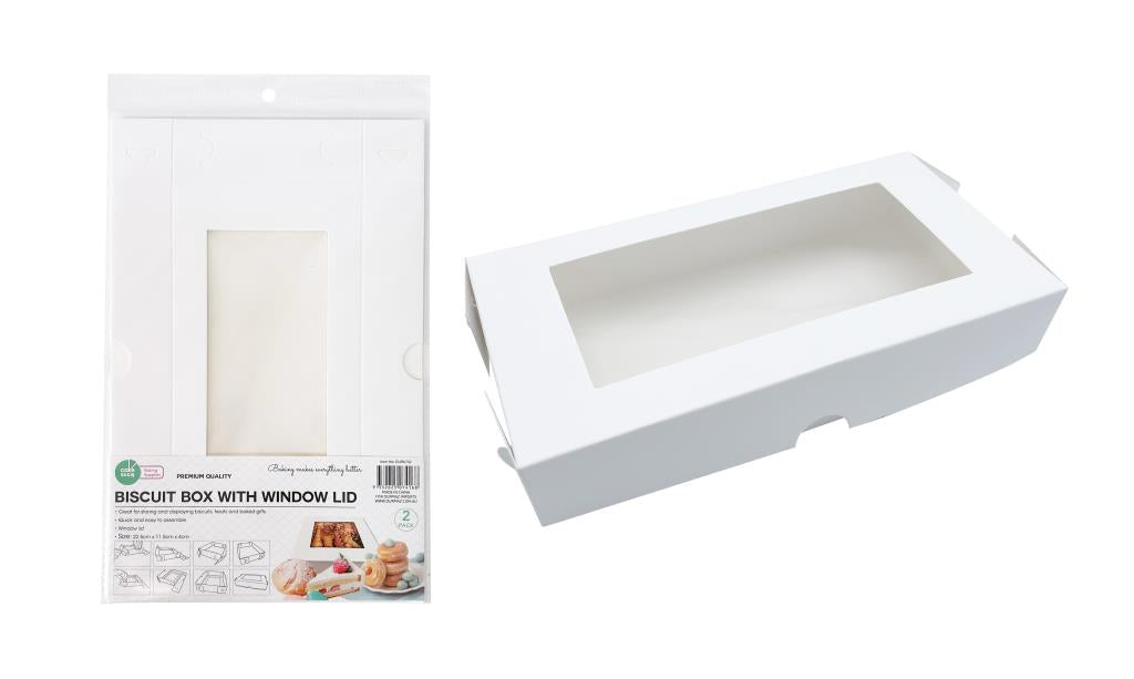 2PK Biscuit Box with Window Lid - 22.5CM x 11.5CM x 4CM