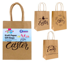 4PK Craft Gift Bags-Brown Easter Series-20CM x 15CM x 9CM (D)